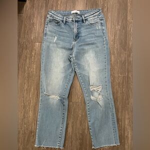 Vervet Classic Blue Distressed Women's Straight Leg Jeans